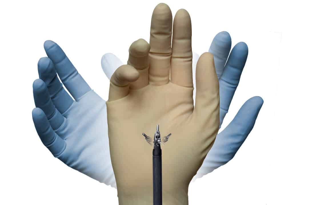 Close-up of hand with EndoWrist Instruments