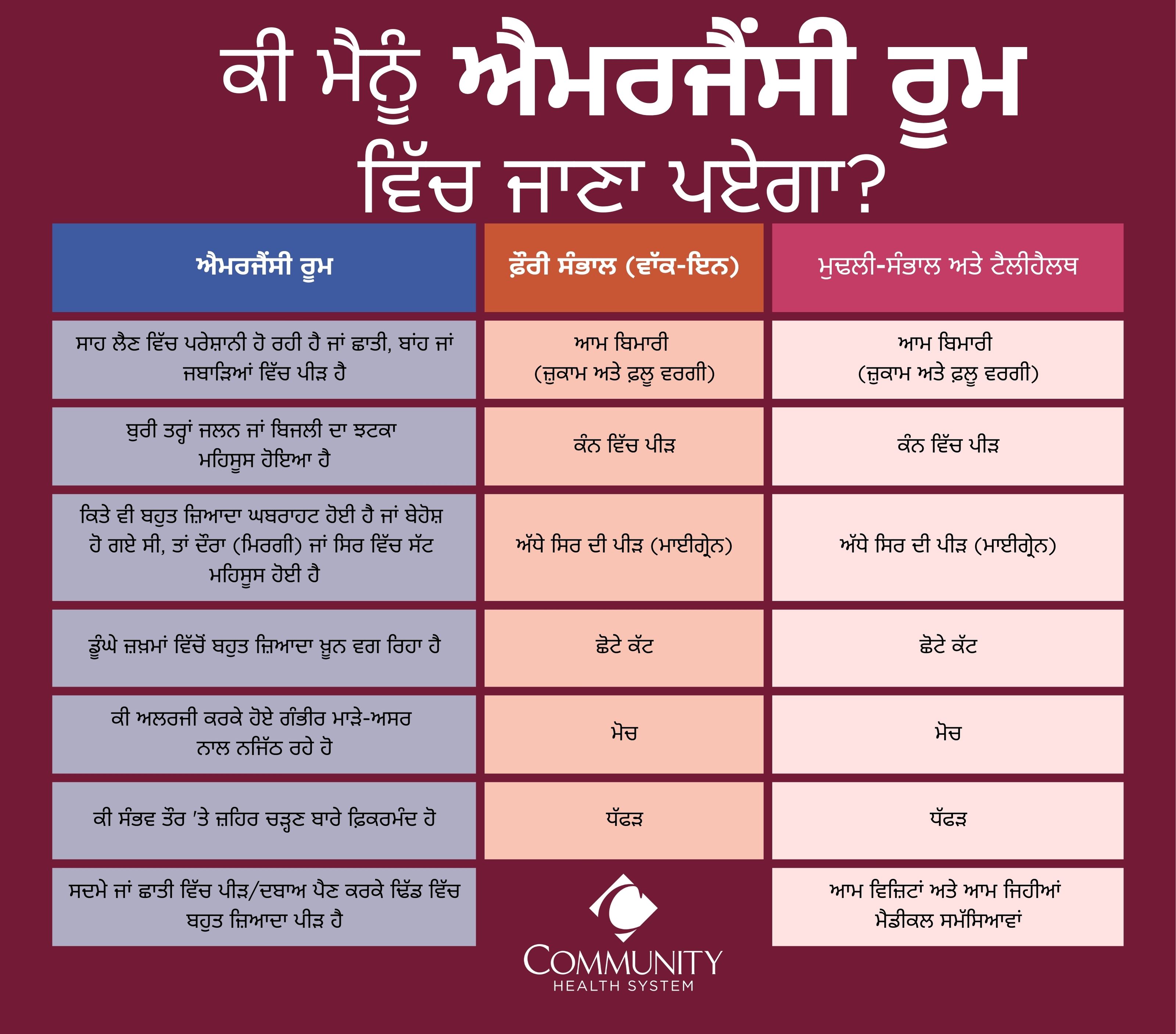 do i need an emergency room graphic in punjabi