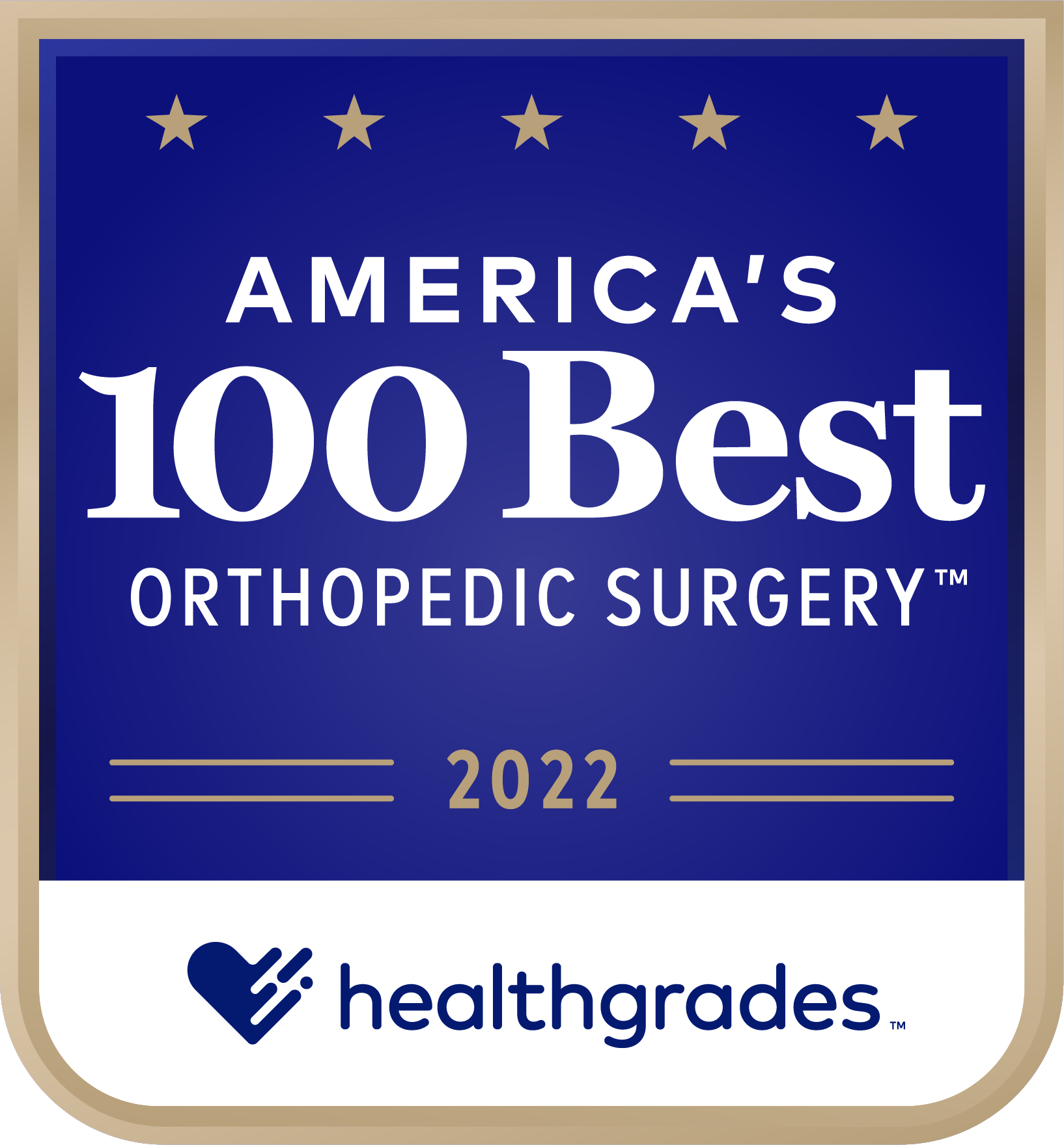 America’s 100 Best Hospitals for Orthopedics Award™ by Healthgrades® in 2022