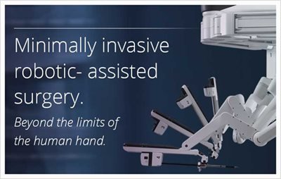 graphic reading "Minimally invasive robotic-assisted surgery. Beyond the limits of the human hand."