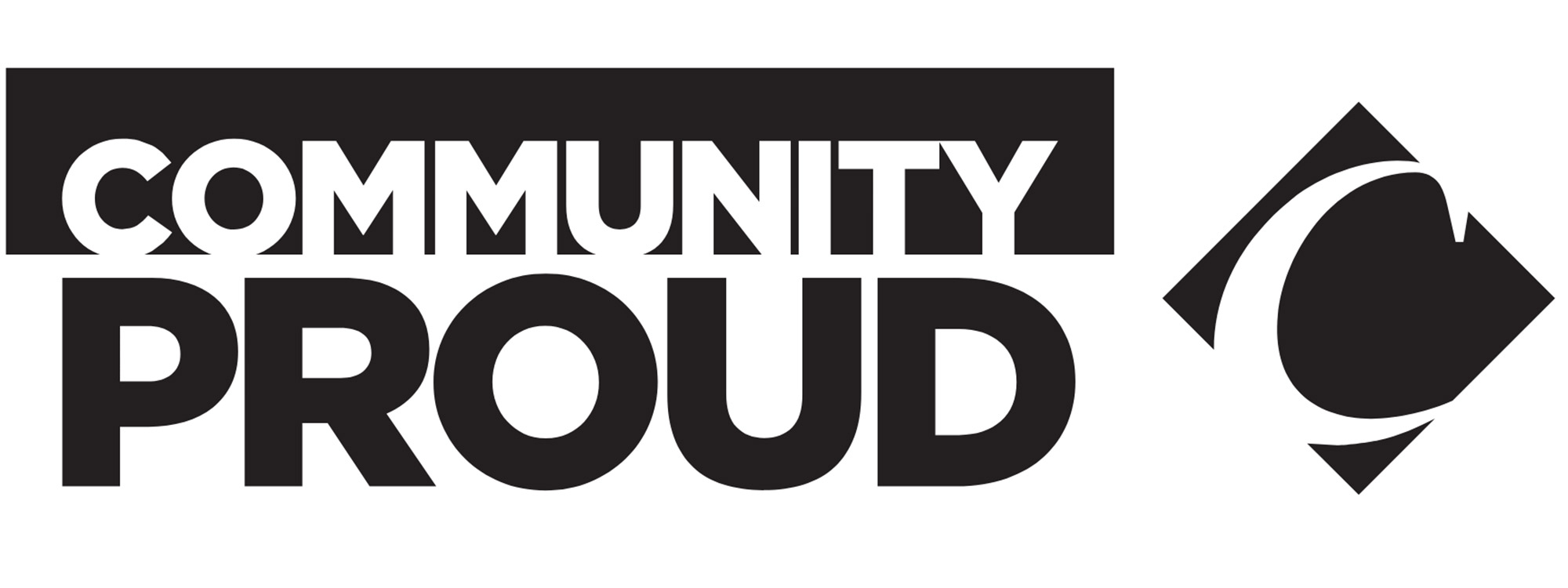 Community Proud logo in black and white