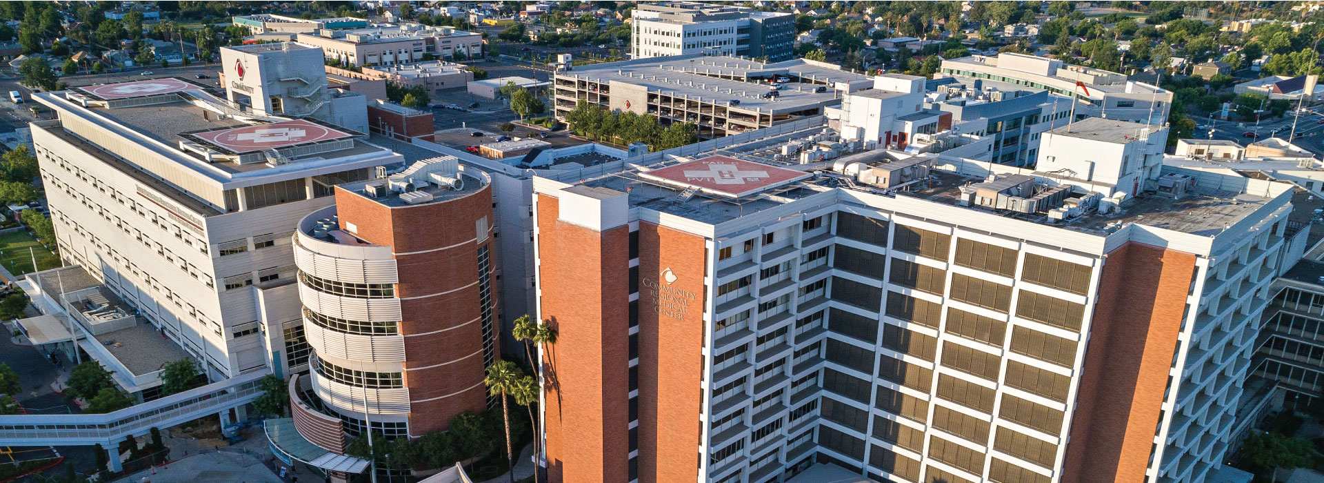 An aerial view of Downtown Fresno's Community Regional Medical Center